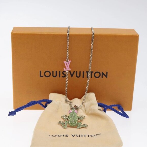 LOUIS VUITTON Collier LV Crazy Animals Frog Necklace Silver MP3390 Auth 118462 - Picture 1 of 12